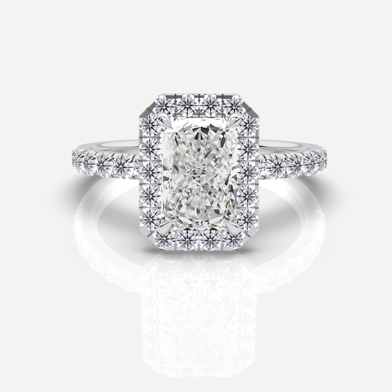 Juliette Halo and Diamond Shoulders Radiant